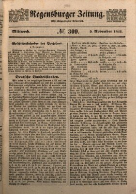 Regensburger Zeitung Mittwoch 9. November 1842