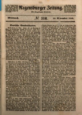 Regensburger Zeitung Mittwoch 16. November 1842