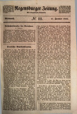 Regensburger Zeitung Mittwoch 11. Januar 1843