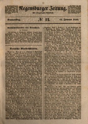 Regensburger Zeitung Donnerstag 12. Januar 1843