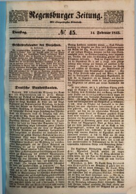 Regensburger Zeitung Dienstag 14. Februar 1843