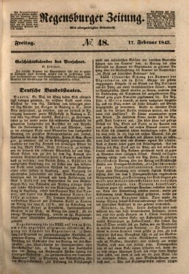 Regensburger Zeitung Freitag 17. Februar 1843