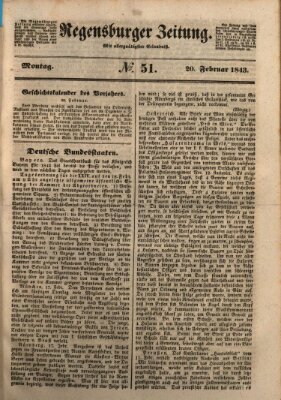 Regensburger Zeitung Montag 20. Februar 1843