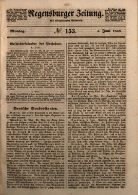 Regensburger Zeitung Montag 5. Juni 1843