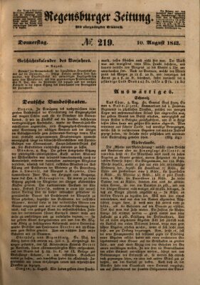 Regensburger Zeitung Donnerstag 10. August 1843