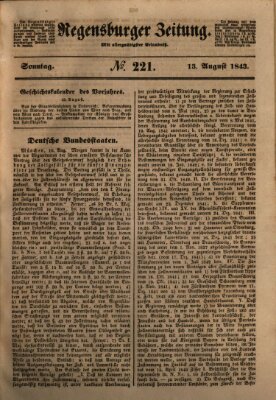 Regensburger Zeitung Sonntag 13. August 1843