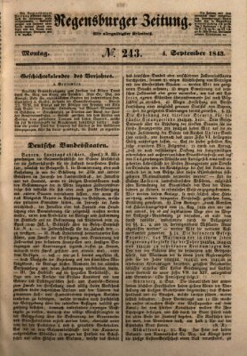 Regensburger Zeitung Montag 4. September 1843