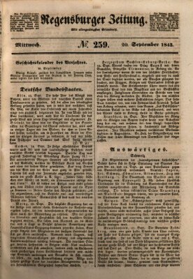 Regensburger Zeitung Mittwoch 20. September 1843