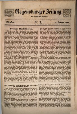 Regensburger Zeitung Dienstag 2. Januar 1844