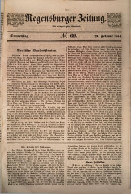 Regensburger Zeitung Donnerstag 29. Februar 1844