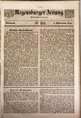 Regensburger Zeitung Mittwoch 4. September 1844