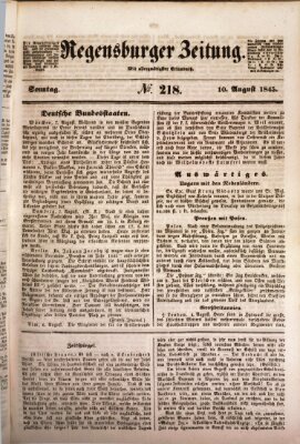 Regensburger Zeitung Sonntag 10. August 1845