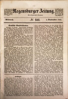 Regensburger Zeitung Mittwoch 3. September 1845