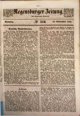 Regensburger Zeitung Sonntag 16. November 1845