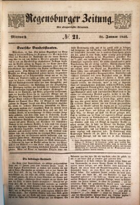 Regensburger Zeitung Mittwoch 21. Januar 1846