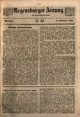 Regensburger Zeitung Montag 16. Februar 1846