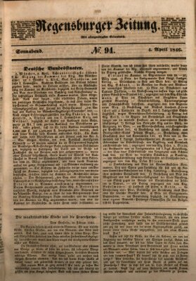 Regensburger Zeitung Samstag 4. April 1846