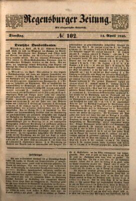 Regensburger Zeitung Dienstag 14. April 1846