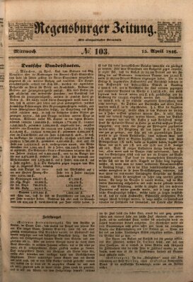 Regensburger Zeitung Mittwoch 15. April 1846