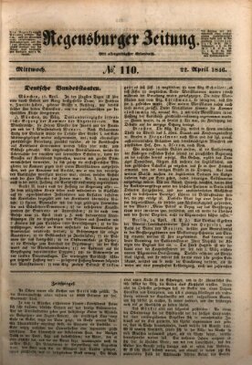 Regensburger Zeitung Wednesday 22. April 1846