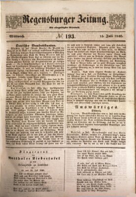 Regensburger Zeitung Mittwoch 15. Juli 1846