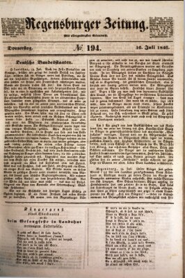 Regensburger Zeitung Donnerstag 16. Juli 1846