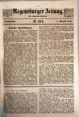 Regensburger Zeitung Donnerstag 6. August 1846