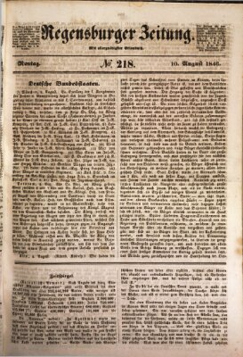 Regensburger Zeitung Montag 10. August 1846