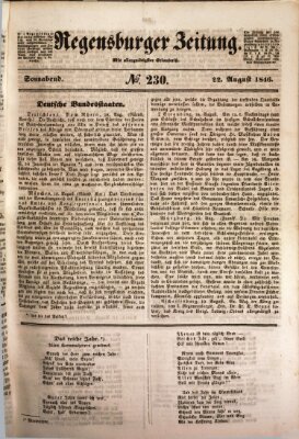 Regensburger Zeitung Samstag 22. August 1846