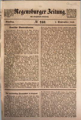 Regensburger Zeitung Dienstag 1. September 1846