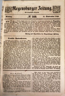 Regensburger Zeitung Montag 21. September 1846