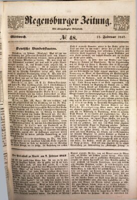 Regensburger Zeitung Mittwoch 17. Februar 1847