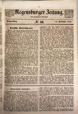 Regensburger Zeitung Donnerstag 25. Februar 1847