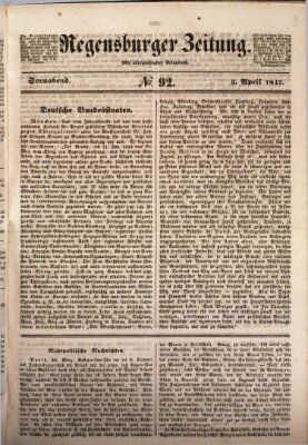 Regensburger Zeitung Samstag 3. April 1847