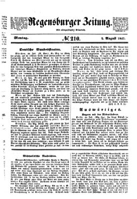 Regensburger Zeitung Montag 2. August 1847