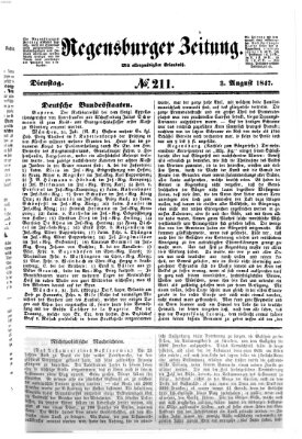 Regensburger Zeitung Dienstag 3. August 1847