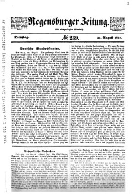 Regensburger Zeitung Dienstag 31. August 1847