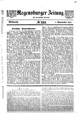 Regensburger Zeitung Mittwoch 1. September 1847