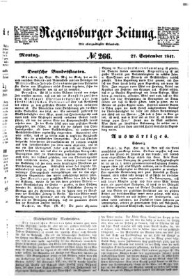 Regensburger Zeitung Montag 27. September 1847