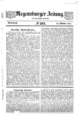 Regensburger Zeitung Mittwoch 13. Oktober 1847