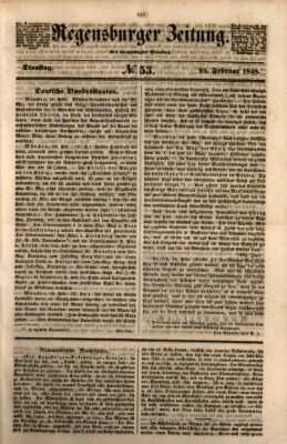 Regensburger Zeitung Dienstag 22. Februar 1848