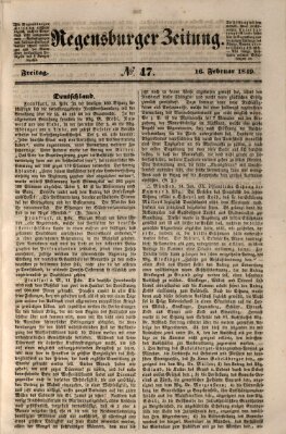 Regensburger Zeitung Freitag 16. Februar 1849