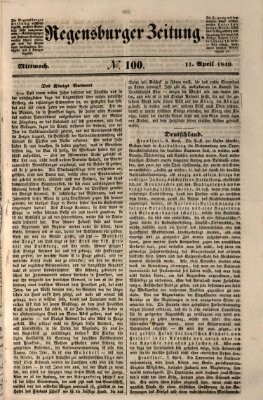 Regensburger Zeitung Mittwoch 11. April 1849