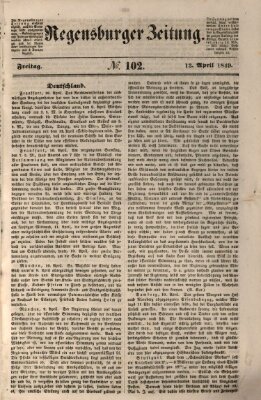 Regensburger Zeitung Freitag 13. April 1849