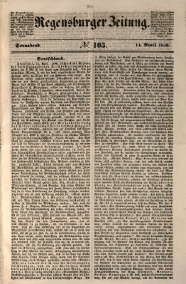 Regensburger Zeitung Samstag 14. April 1849