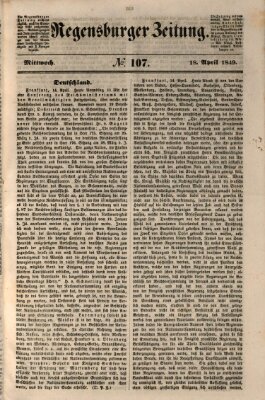 Regensburger Zeitung Mittwoch 18. April 1849