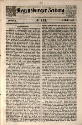 Regensburger Zeitung Montag 16. Juli 1849