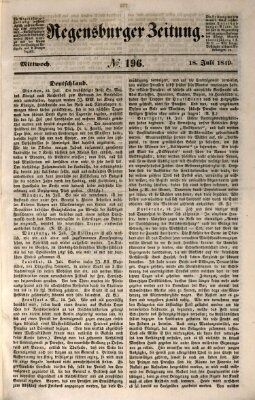 Regensburger Zeitung Mittwoch 18. Juli 1849