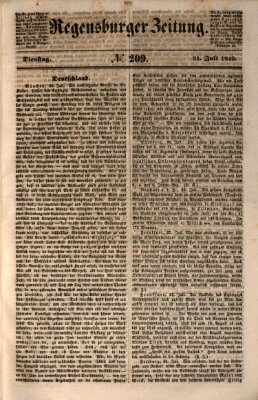 Regensburger Zeitung Dienstag 31. Juli 1849