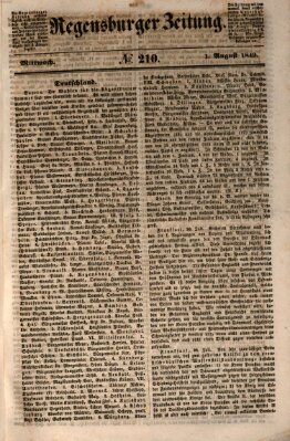 Regensburger Zeitung Mittwoch 1. August 1849